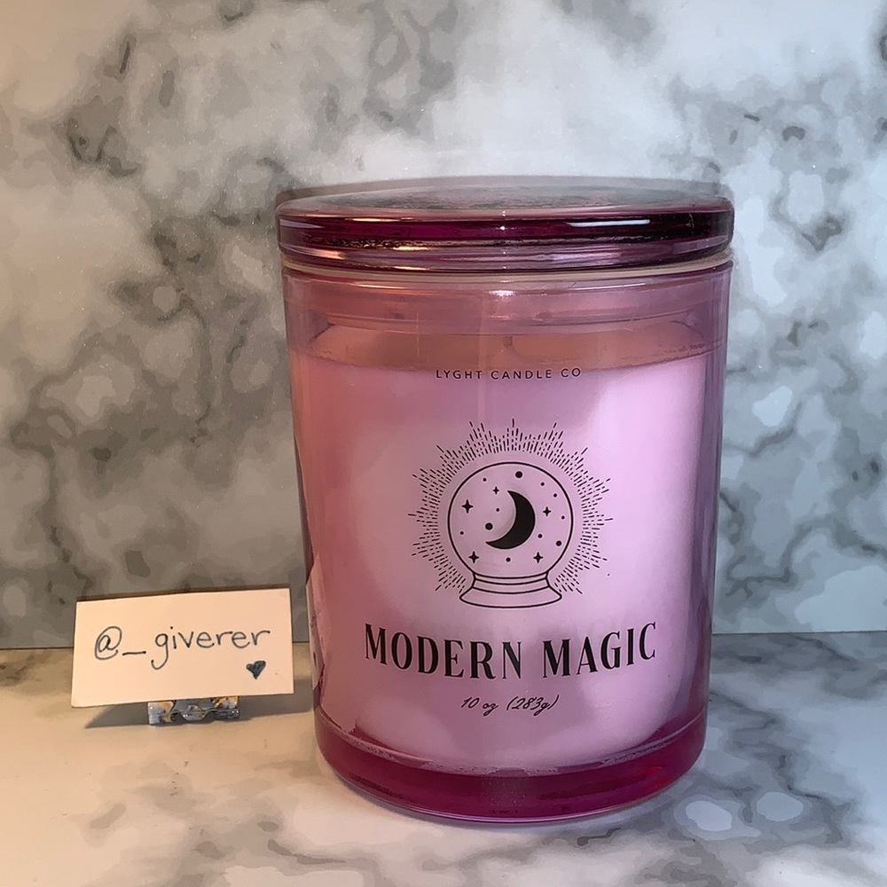 Modern Magic Lyght Candle Co Crystal Ball / Moon Pink Glass Candle